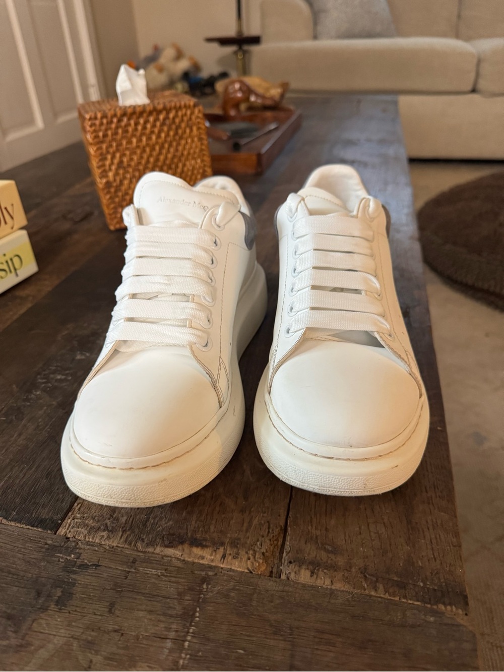 Alexander McQueen White Leather Women’s Low-Top Sneakers